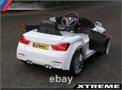 Children's WHITE 12V Electric Ride On BMW M4 Style Battery Powered Car 2.4G R/C