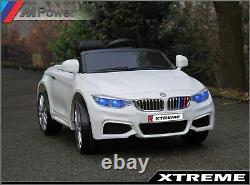 Children's WHITE 12V Electric Ride On BMW M4 Style Battery Powered Car 2.4G R/C